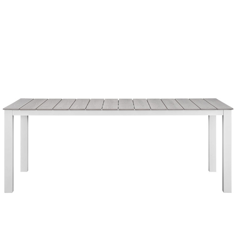 Maine 80" White and Light Gray Polywood Outdoor Dining Table