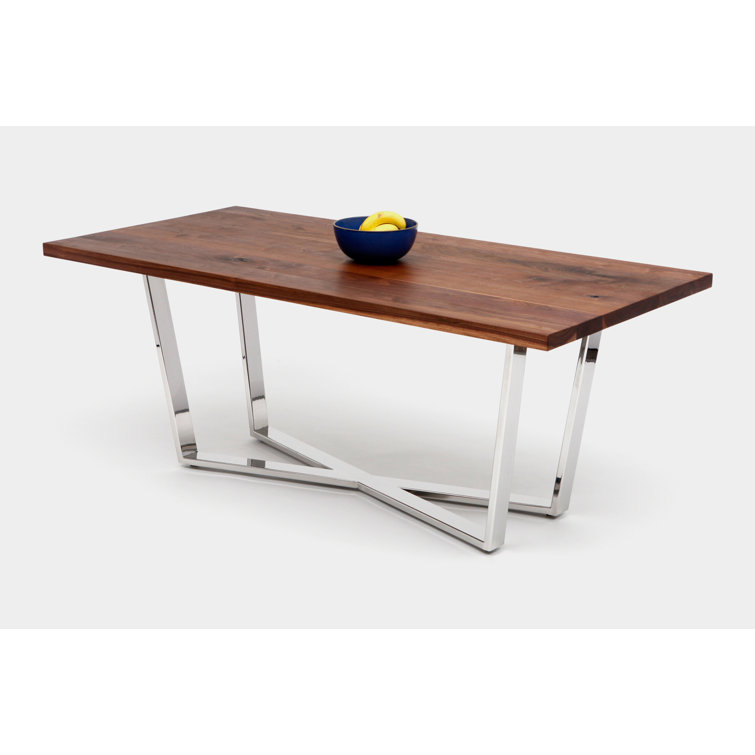 Solid Walnut & Stainless Steel Extendable Dining Table for Ten