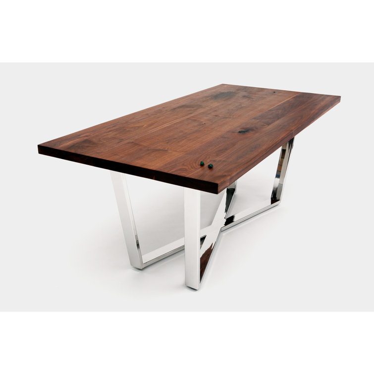 Solid Walnut & Stainless Steel Extendable Dining Table for Ten