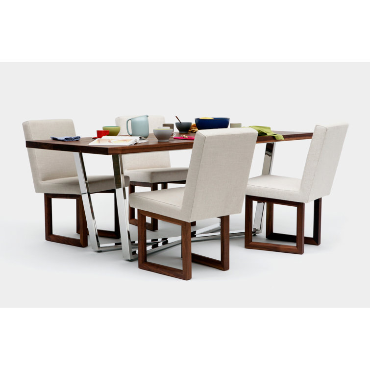 Solid Walnut & Stainless Steel Extendable Dining Table for Ten