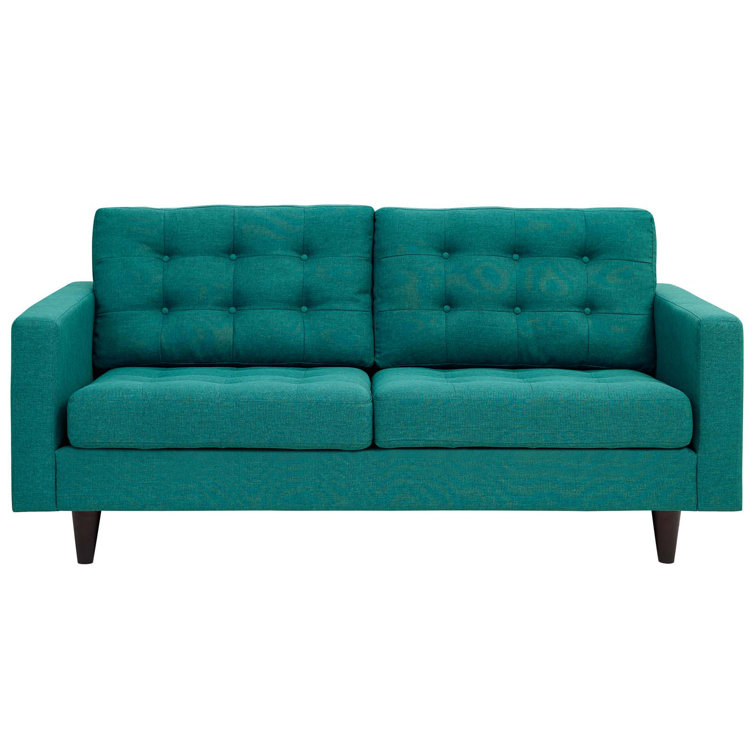 Teal Tufted Fabric 3-Piece Sofa, Loveseat, and Armchair Set