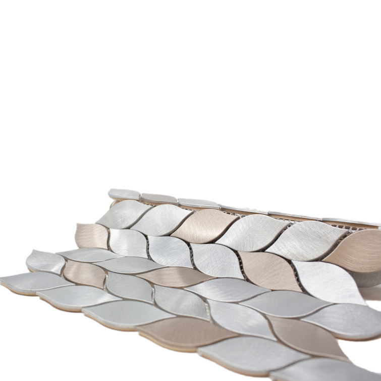 Bronze and Silver Leaf Metal Mosaic Wall Tile