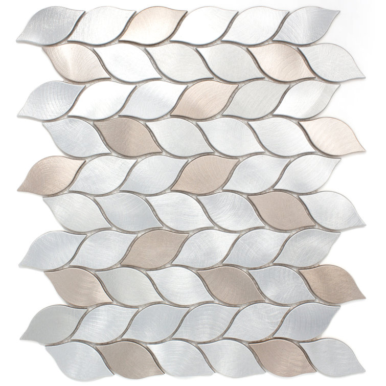 Bronze and Silver Leaf Metal Mosaic Wall Tile