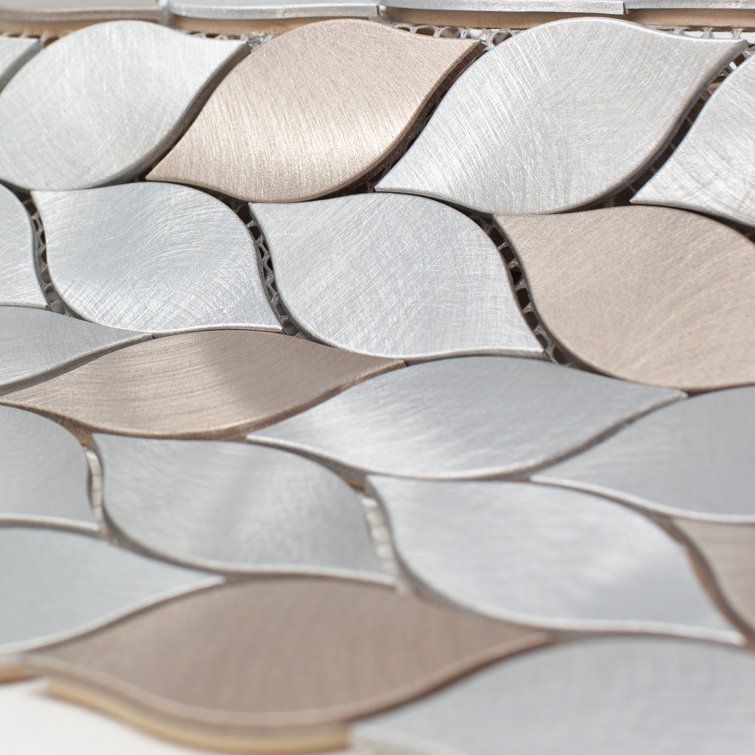 Bronze and Silver Leaf Metal Mosaic Wall Tile