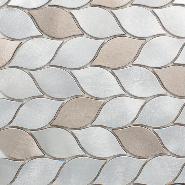 Bronze and Silver Leaf Metal Mosaic Wall Tile