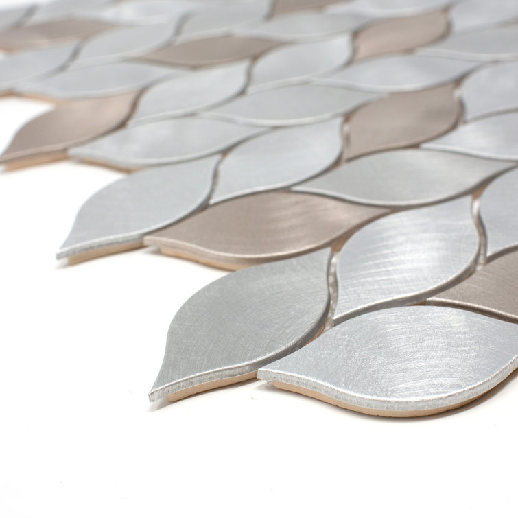 Bronze and Silver Leaf Metal Mosaic Wall Tile