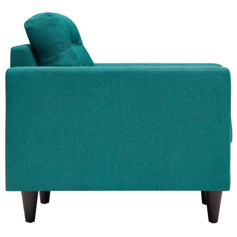 Teal Tufted Fabric 3-Piece Sofa, Loveseat, and Armchair Set
