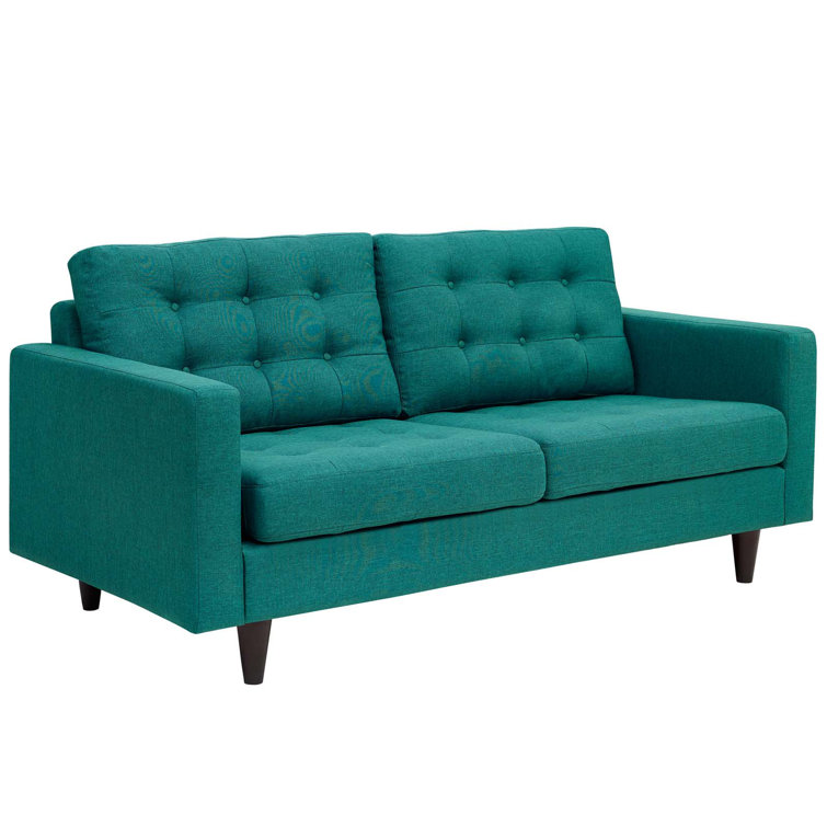 Teal Tufted Fabric 3-Piece Sofa, Loveseat, and Armchair Set