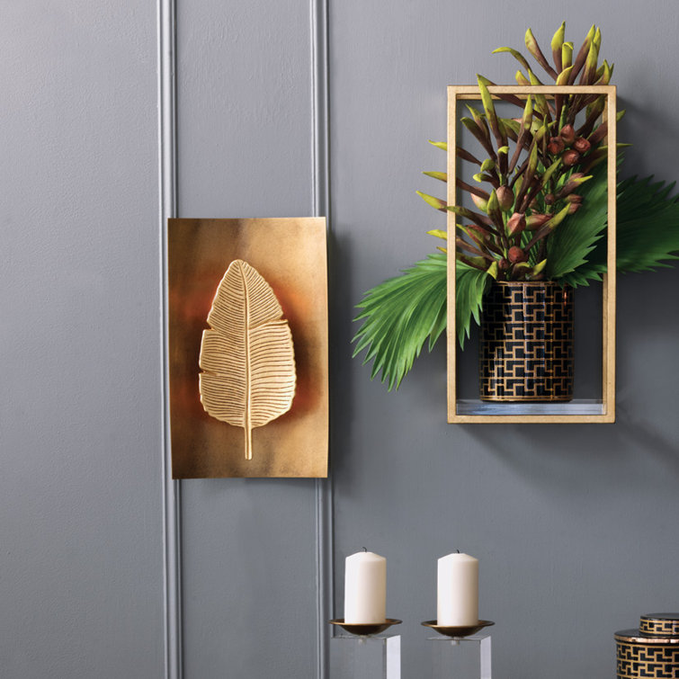 Aged Brass and Gold Banana Leaf Wall Sconce
