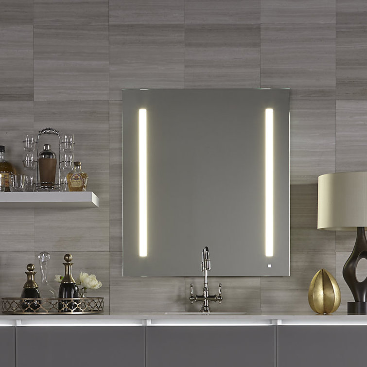 Sleek Frameless Rectangular Lighted Vanity Mirror 29.875" x 35.125"