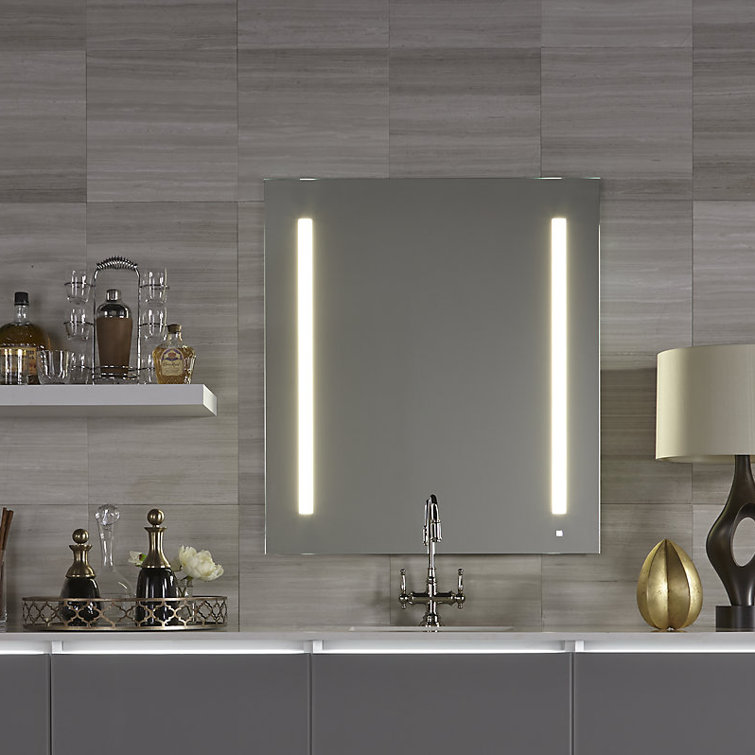 Sleek Frameless Rectangular Lighted Vanity Mirror 29.875" x 35.125"