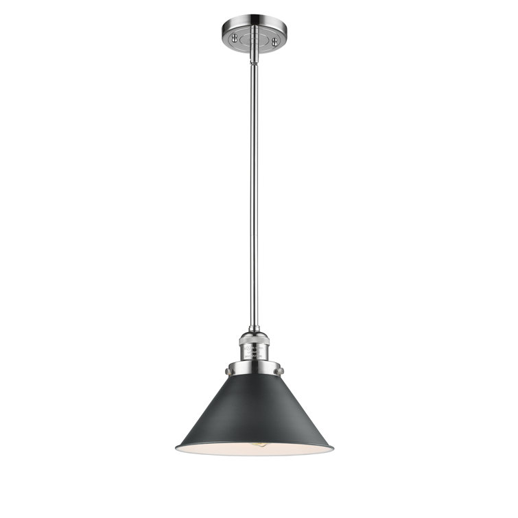 Polished Chrome Mini Pendant Light with Black Shade