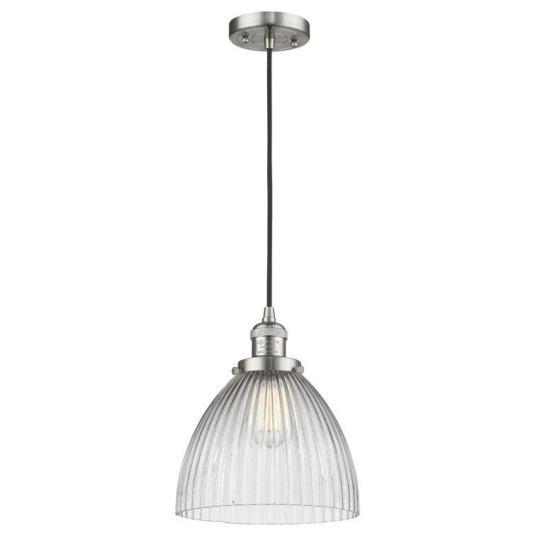 Vintage Brushed Satin Nickel Mini Pendant with Glass Bowl