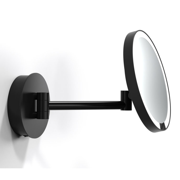 Matte Black LED Magnifying Wall Mirror with Swing Arm