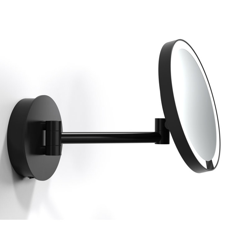 Luxe 8.5" Matte Black LED Lighted Magnifying Wall Mirror