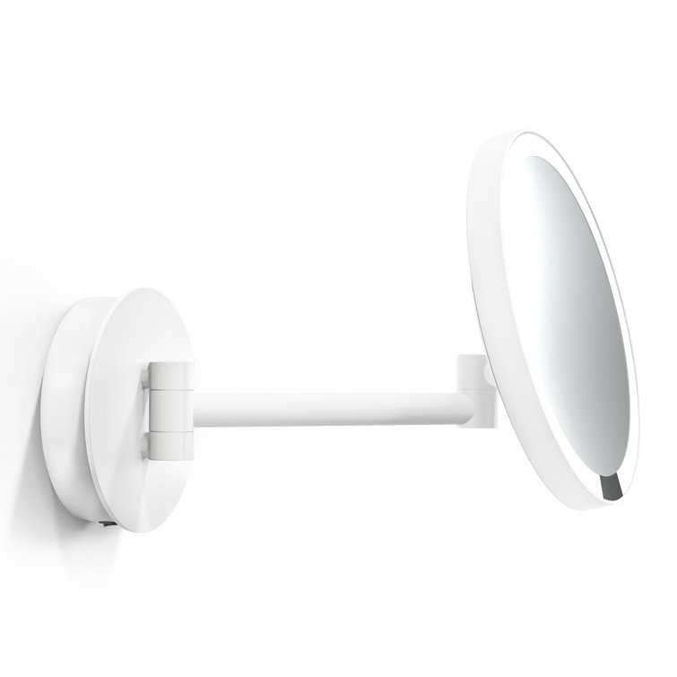 8.5" Matte White LED Wall Mounted Magnifying Mirror