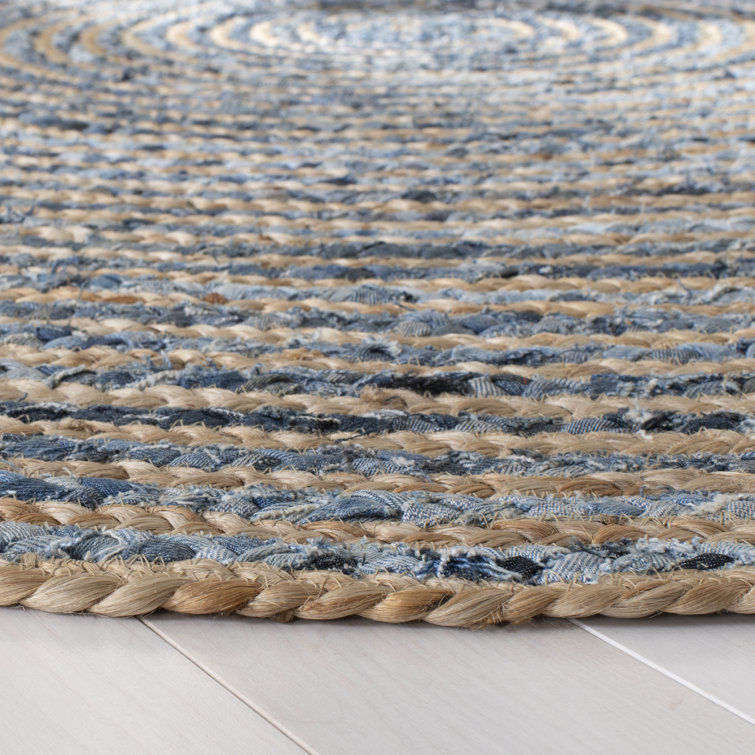 Cape Cod Blue and Natural Oval Jute Area Rug 3' x 5'