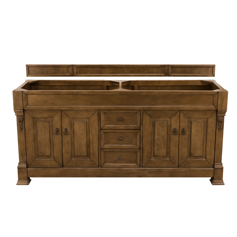 Brookfield 72" Light Wood Double Vanity with Porcelain Sinks