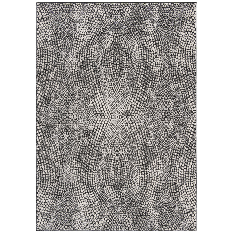 Gray Abstract High Pile Synthetic Area Rug