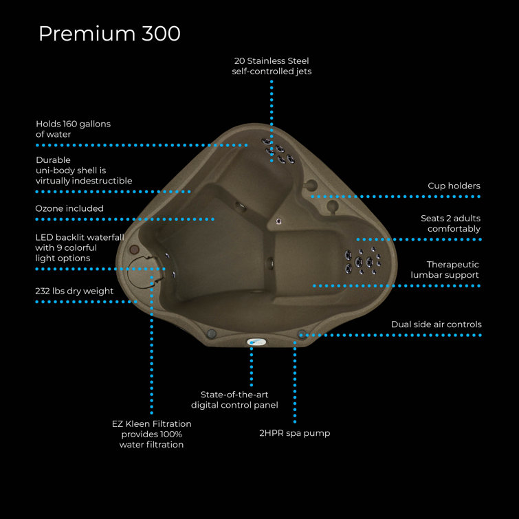 Brownstone Oval 2-Person 20-Jet Plug & Play Hot Tub