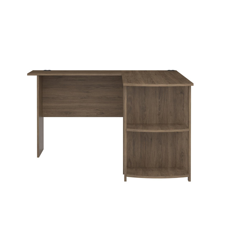 Rustic Oak L-Shaped Computer Desk with Shelves
