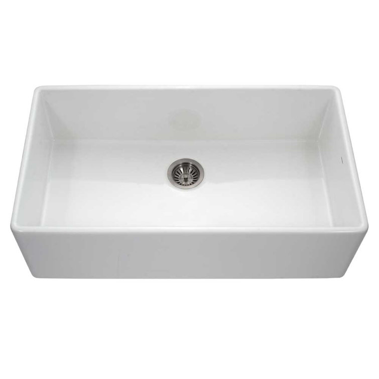 White Fireclay Farmhouse Apron Front Single Bowl Kitchen Sink