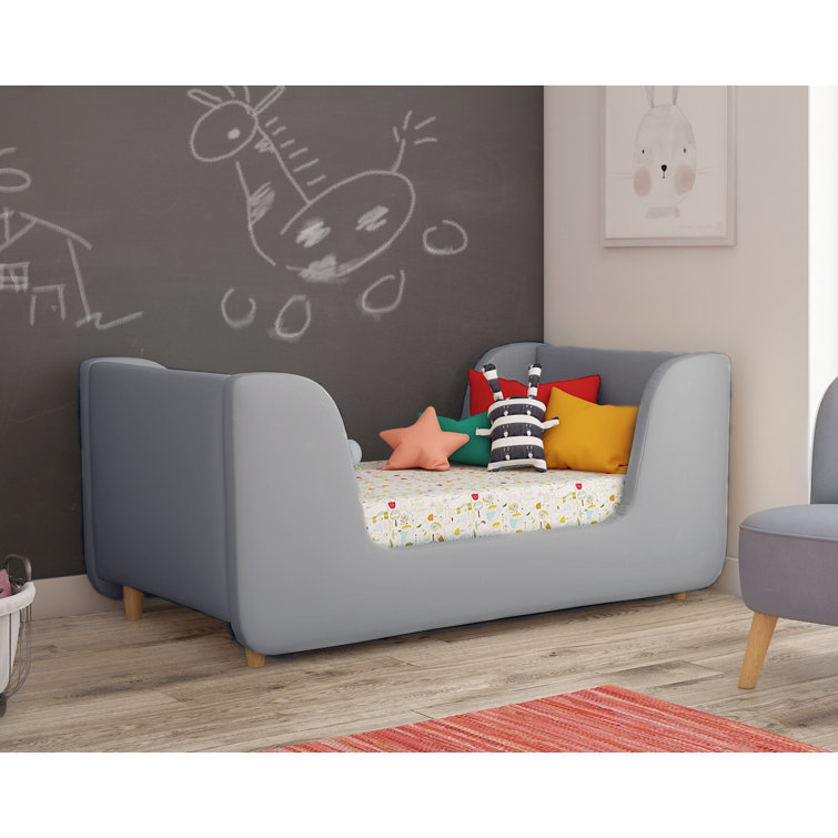Sleek Sage Boucle Upholstered Toddler Daybed