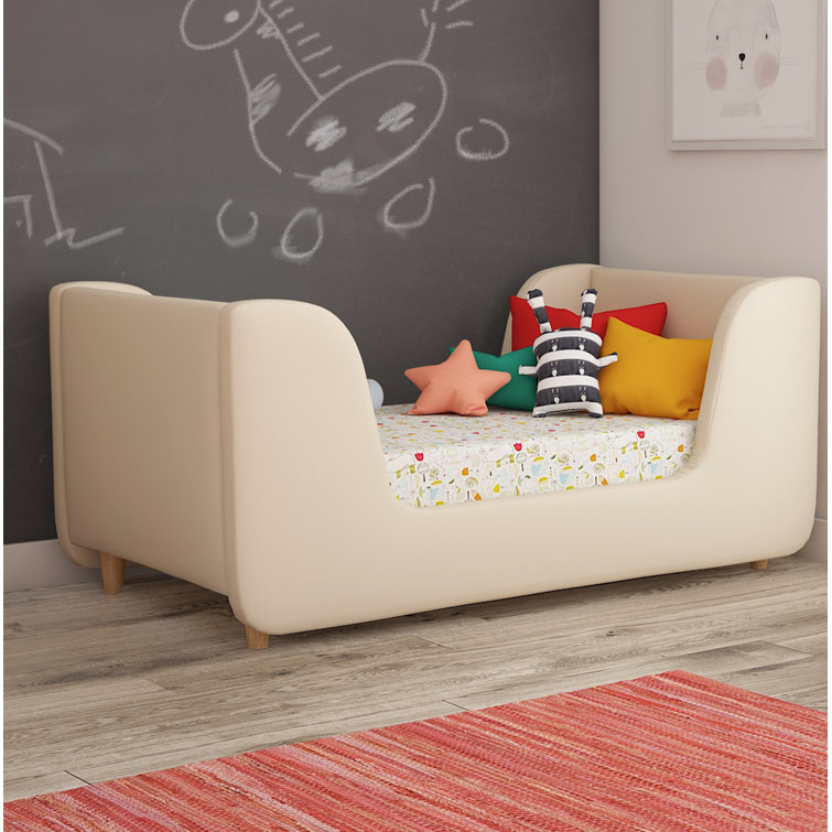 Sleek Sage Boucle Upholstered Toddler Daybed