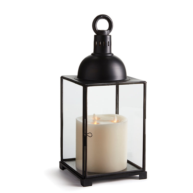 Black Iron and Glass Hanging Candle Lantern