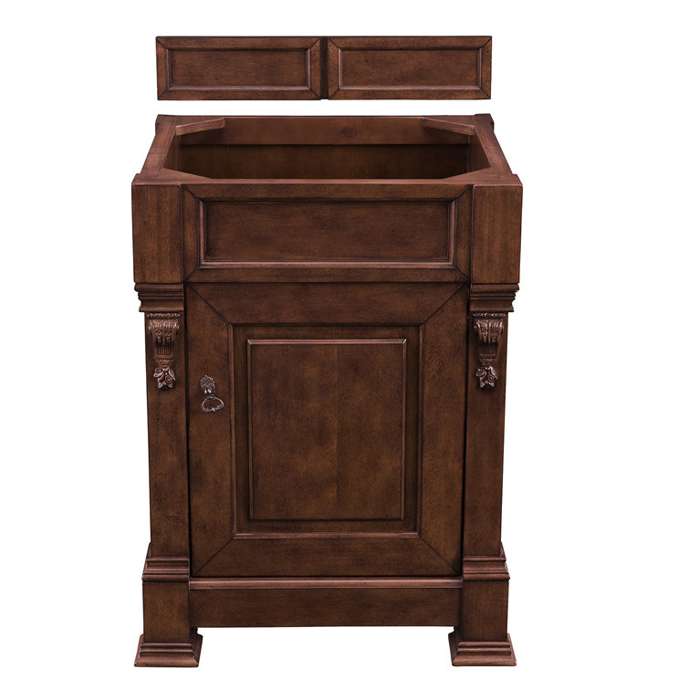 Brookfield Warm Cherry Solid Wood Single Vanity Base with Decorative Backsplash