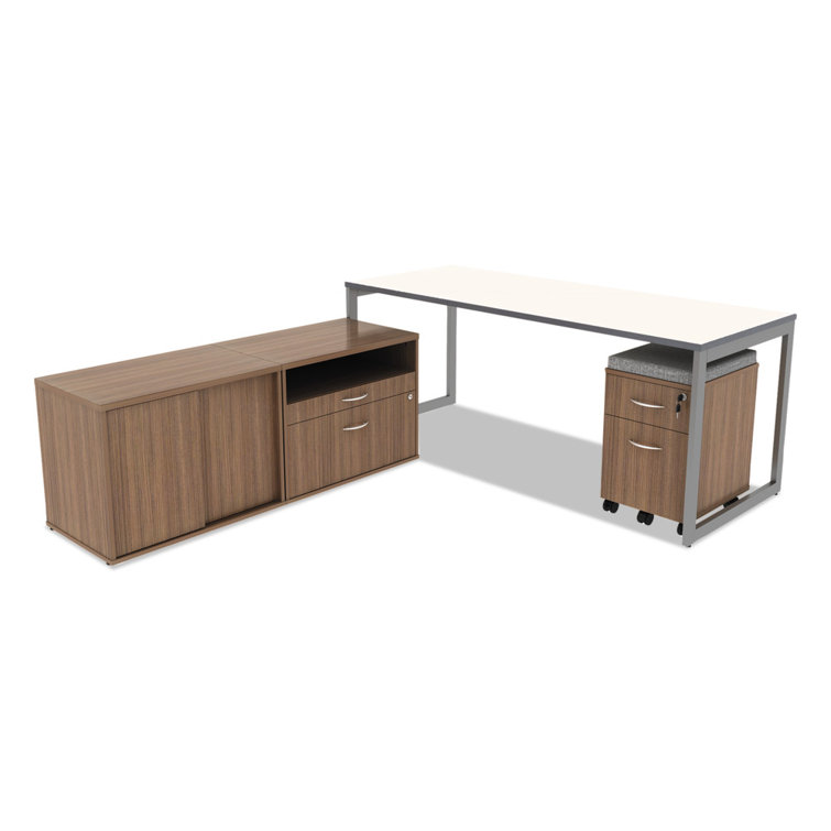 Walnut Woodgrain 25'' Lockable 2-Drawer Mobile File Pedestal