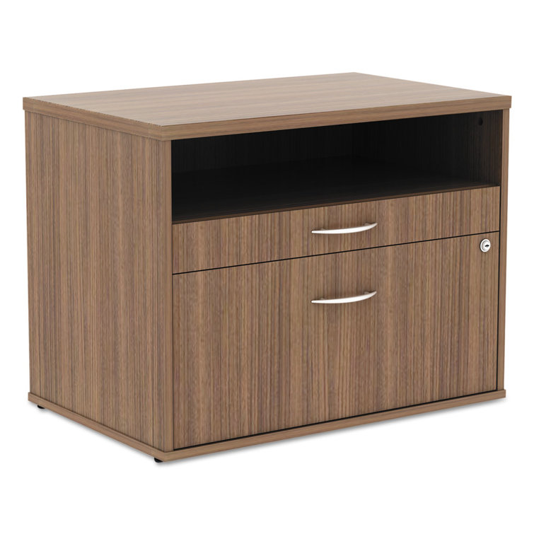 Walnut 2-Drawer Lockable Lateral File Cabinet