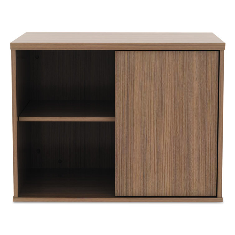 Modern Walnut Low Profile Office Storage Cabinet