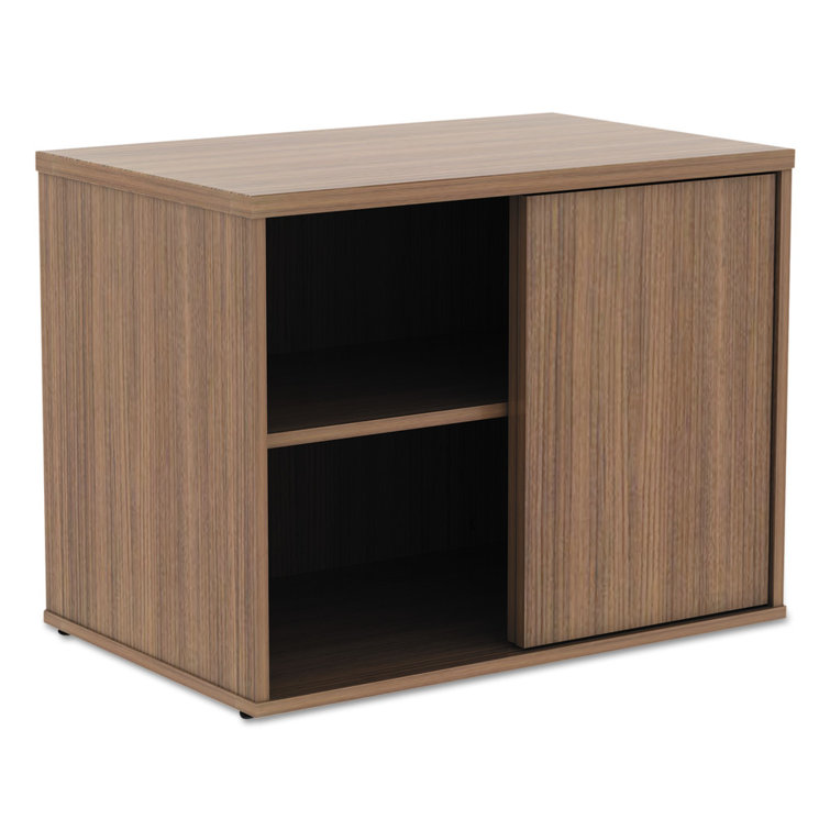 Modern Walnut Low Profile Office Storage Cabinet