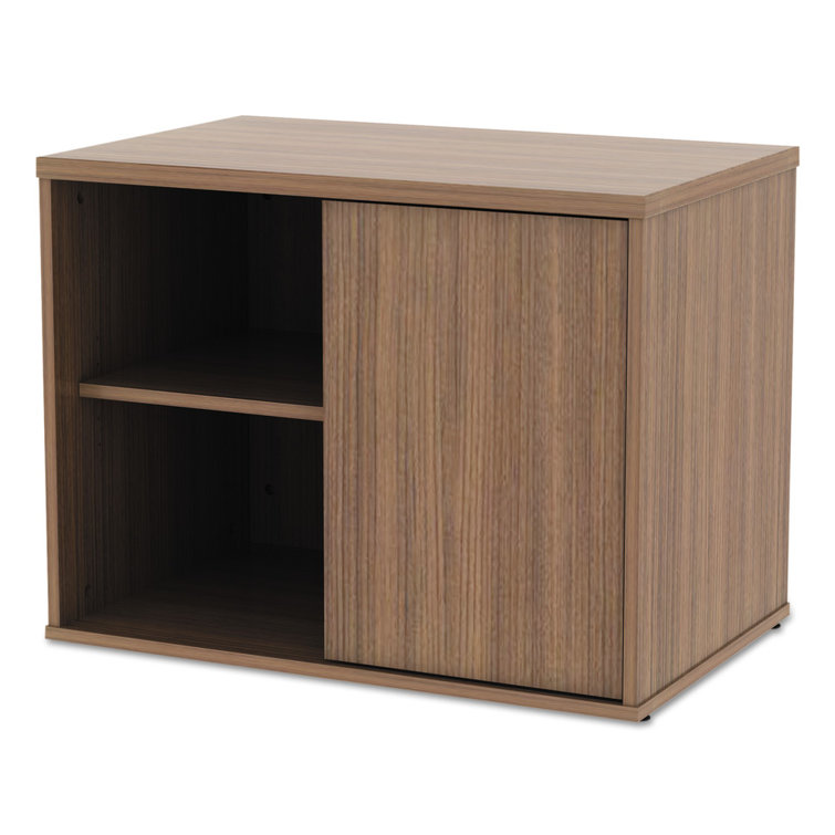 Modern Walnut Low Profile Office Storage Cabinet