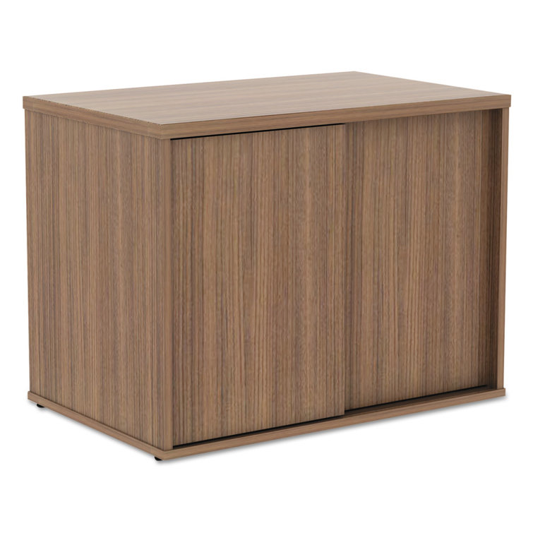Modern Walnut Low Profile Office Storage Cabinet