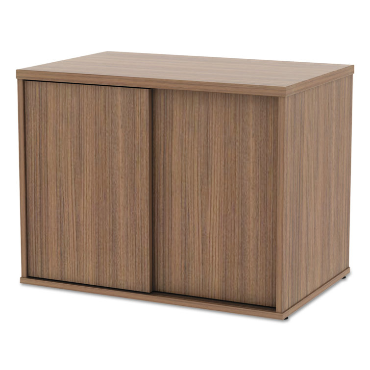 Modern Walnut Low Profile Office Storage Cabinet