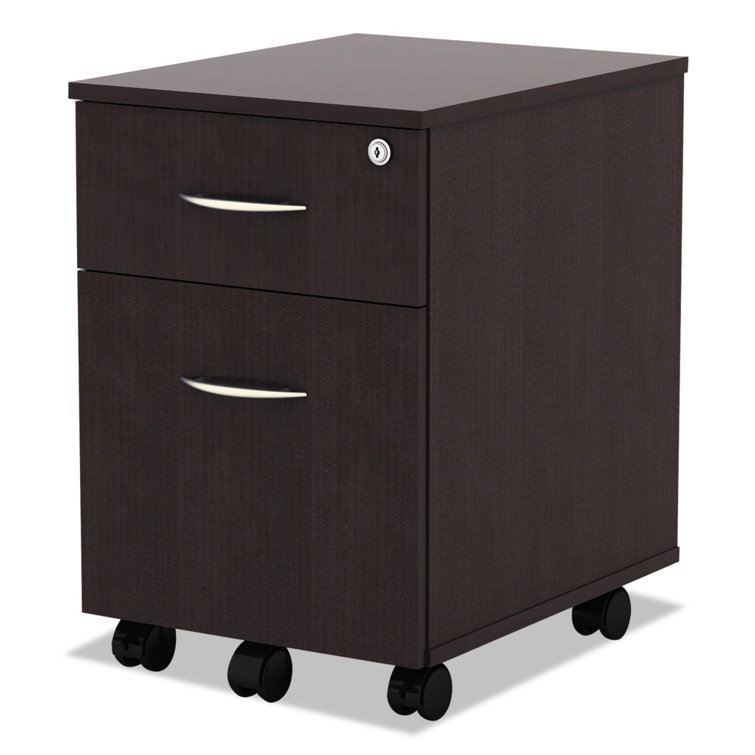 Espresso Woodgrain Mobile Lockable 2-Drawer Pedestal