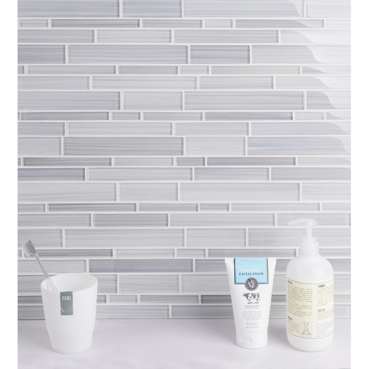 Super White Hand Painted Glass Mosaic Wall Tile