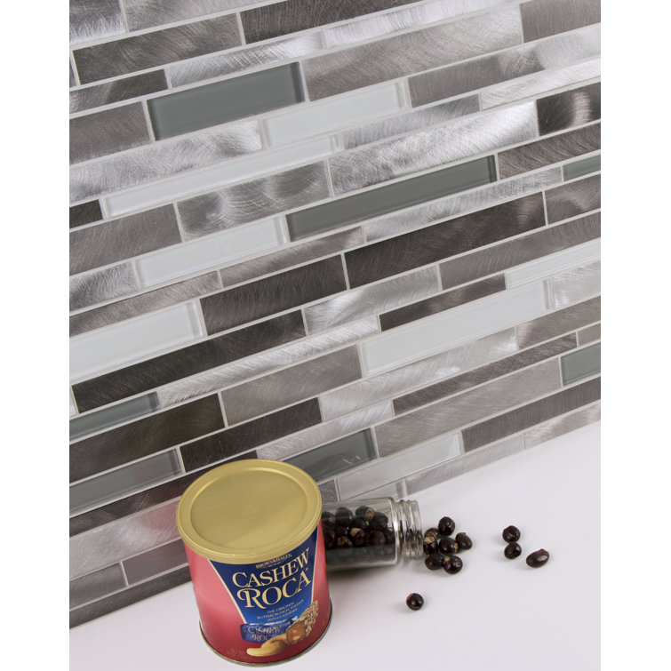 Twilight Gray and White Glass and Aluminum Mosaic Tile