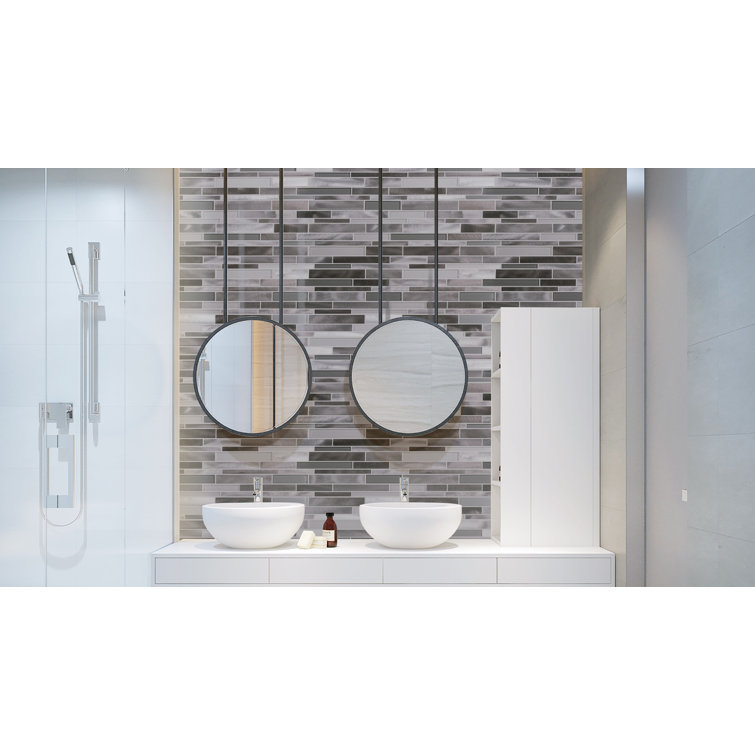 Twilight Gray and White Glass and Aluminum Mosaic Tile