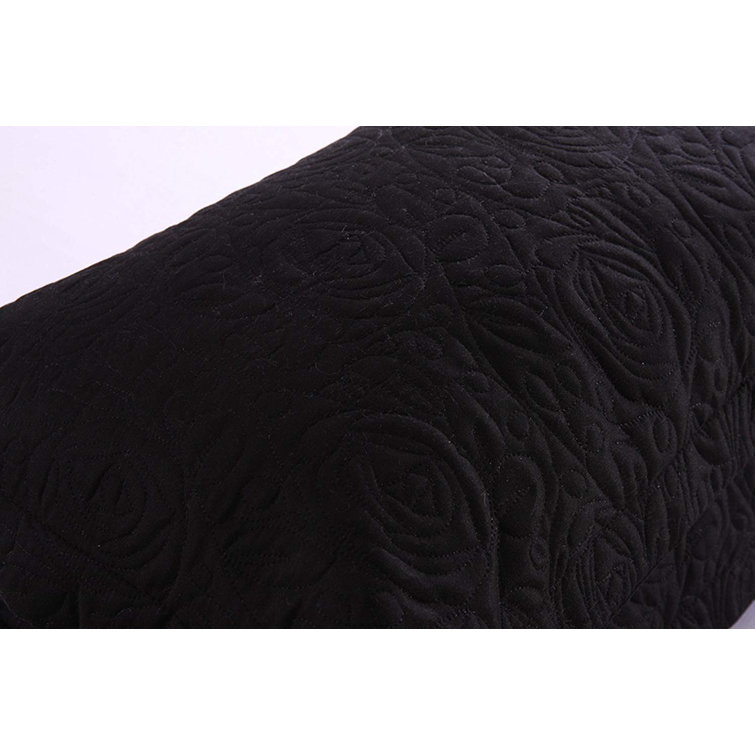 Black Embroidered Cotton Polyester Standard Pillow Shams