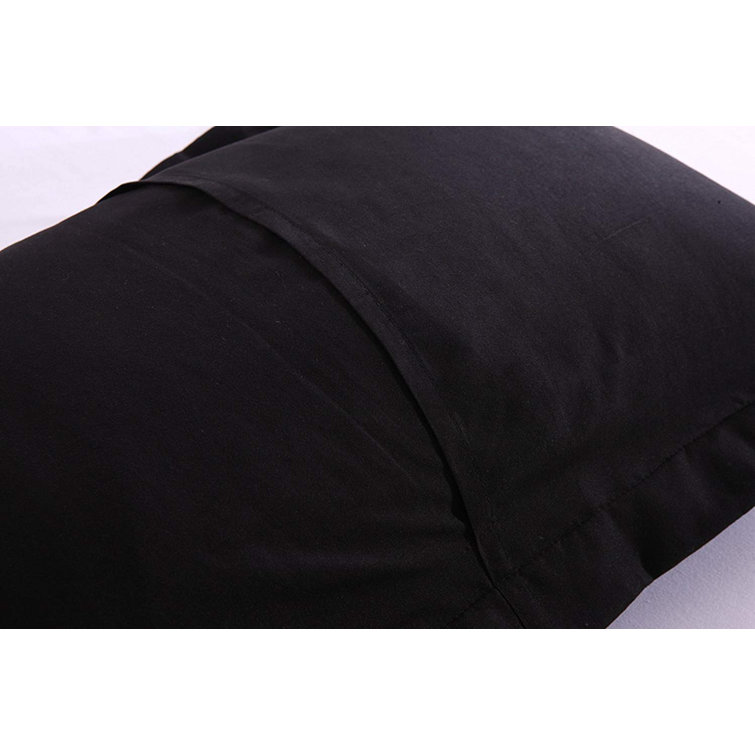 Black Embroidered Cotton Polyester Standard Pillow Shams