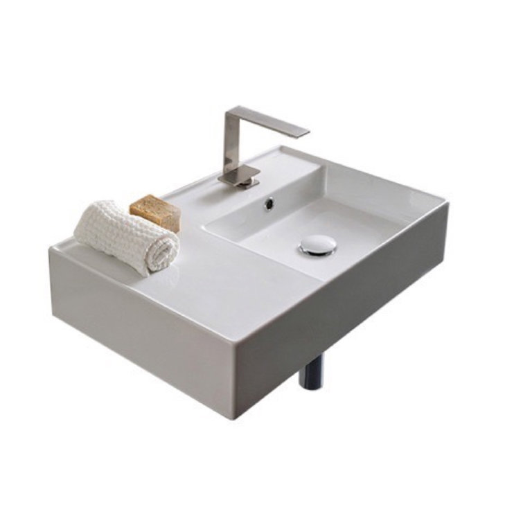 Scarabeo 17.3'' White Ceramic Rectangular Wall-Mount Bathroom Sink