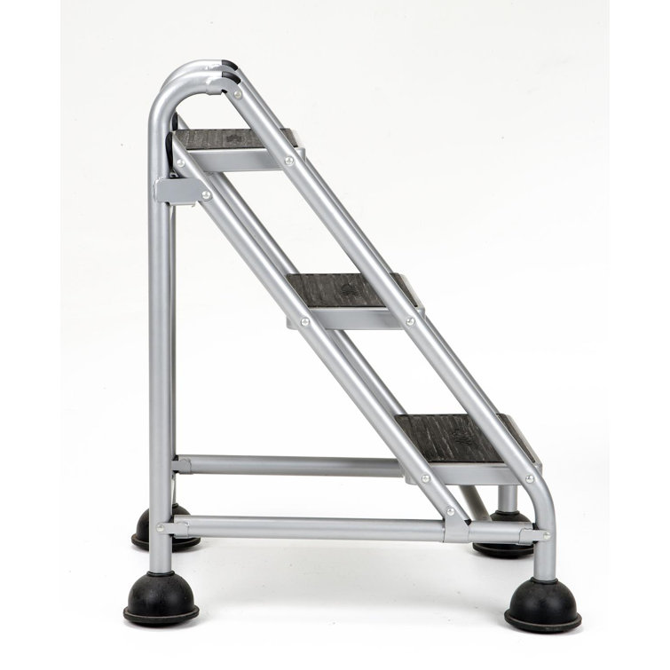 Cosco Platinum & Black 3-Step Rolling Step Stool with Secure Tread
