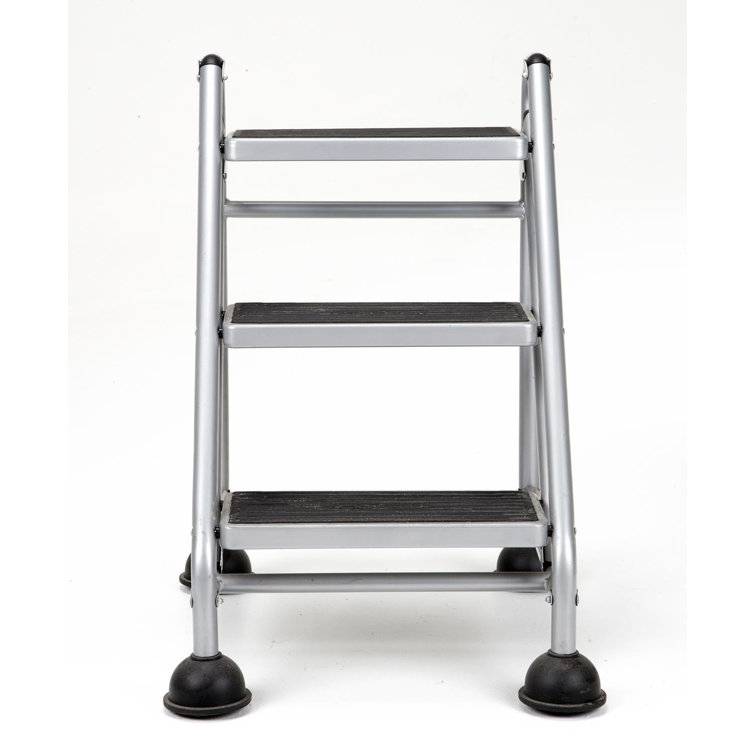 Cosco Platinum & Black 3-Step Rolling Step Stool with Secure Tread