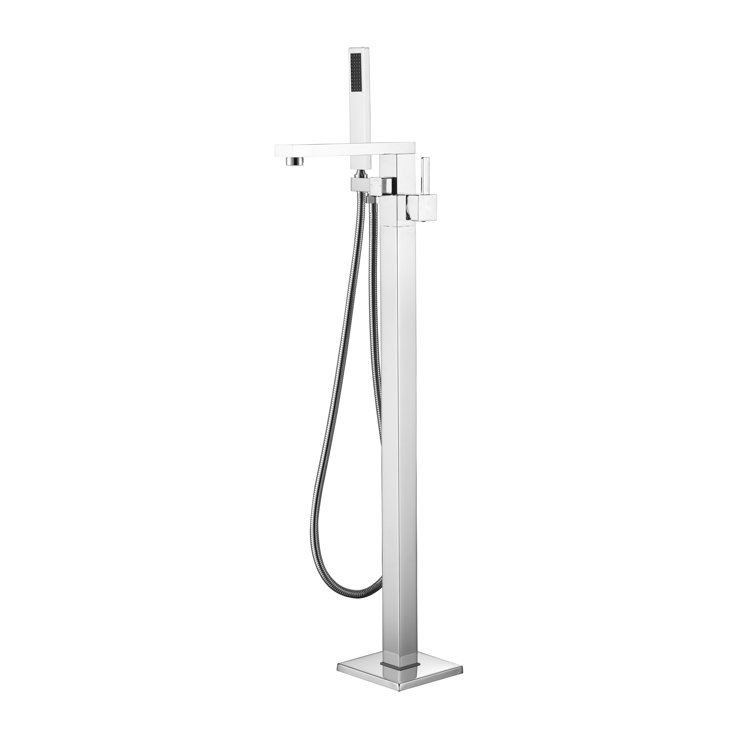 Brushed Nickel Modern Freestanding Tub Faucet with Hand Shower