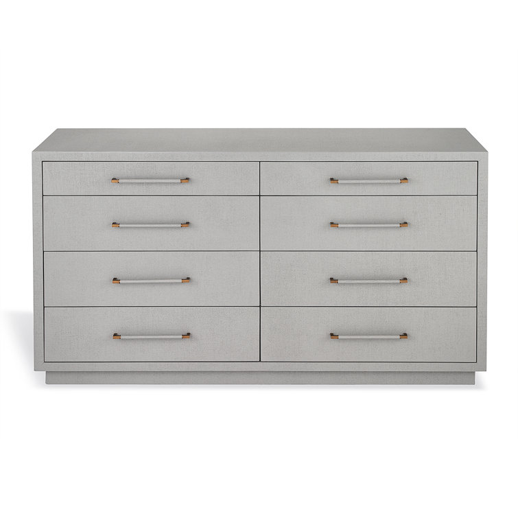 Light Gray Mid-Century 8-Drawer Double Dresser