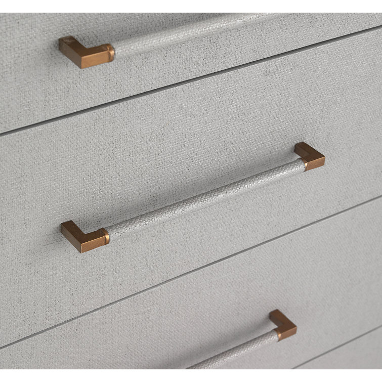 Light Gray Mid-Century 8-Drawer Double Dresser