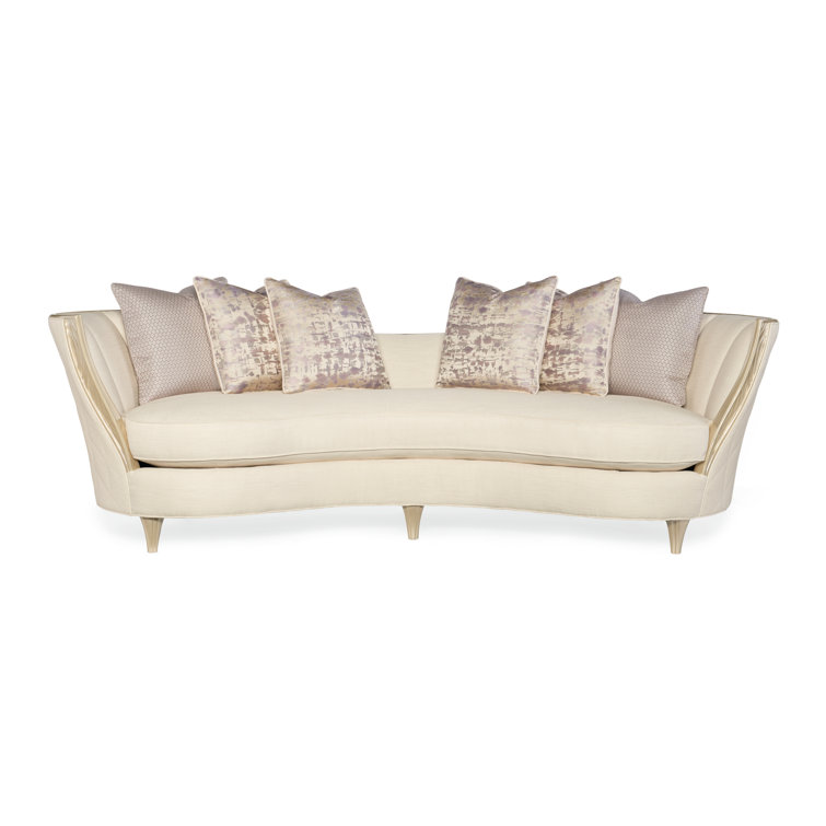 Adela 105'' Cream Velvet Upholstered Sofa with Flared Arms